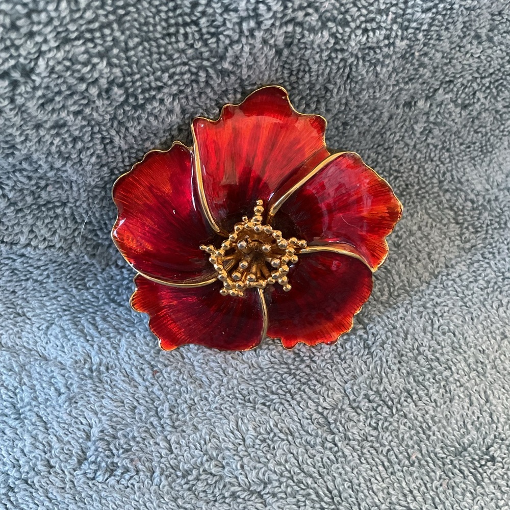 Vintage Alana Stewart Designer Hibiscus Flower Pendent and Brooch - Picture 2 of 6
